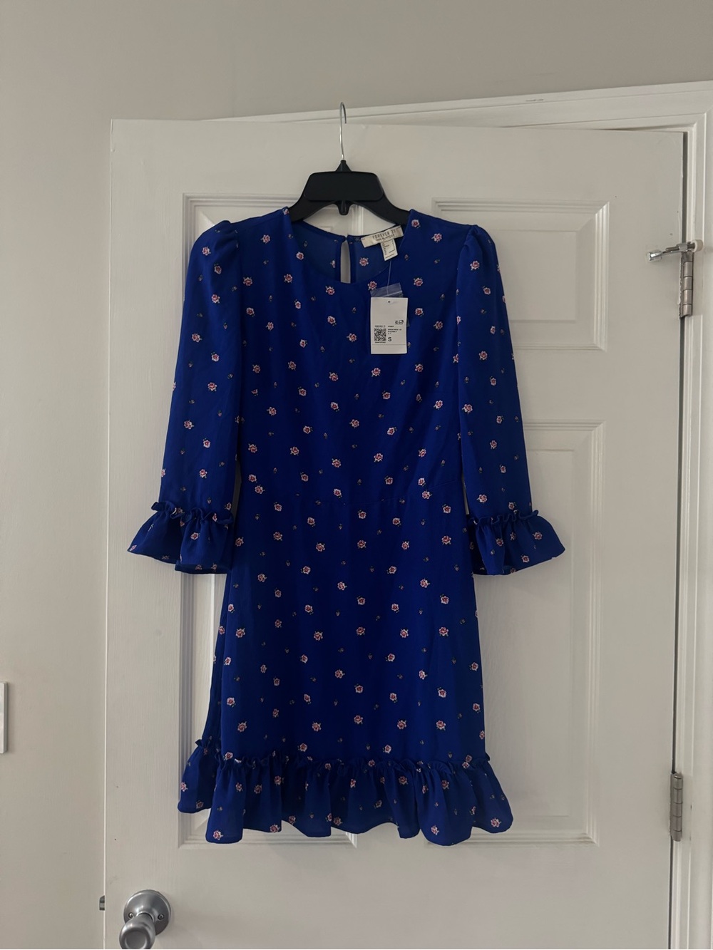 Women’s Blue Dress with Floral Pattern